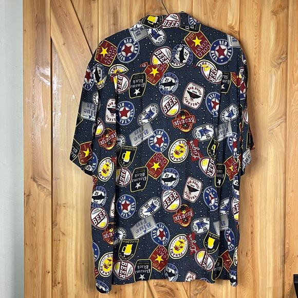 George Short Sleeve Beer Label Button Up Shirt size XL 46-48 - Picture 3 of 5